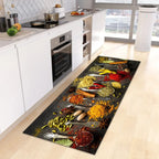 VIKAMA Scandinavian Waterproof Rug Antibacterial Stain Resistant Spice Printed Machine Washable Modern Kitchen Rugs Home Decor