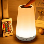 LED 13-Color Changing Night Light Remote Control Touch USB Rechargeable RGB Dimmable Portable Table Bedside Lamp