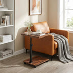 Adjustable C Table With Wheels, 360° Swivel Tv Tray & Storage For Couch, Bed, Living Room, Mobile Locking Snack Table