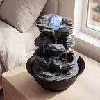 Tabletop Water Fountain with Rolling Crystal Ball and Color-Changing LED Light