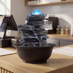 Tabletop Water Fountain with Rolling Crystal Ball and Color-Changing LED Light