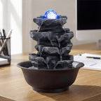 Tabletop Water Fountain with Rolling Crystal Ball and Color-Changing LED Light