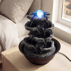 Tabletop Water Fountain with Rolling Crystal Ball and Color-Changing LED Light