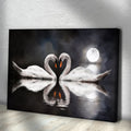 Moonlit Romantic Swan Canvas Wall Art