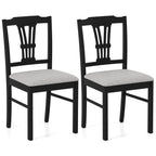 Wooden Dining Chairs Set of 2 Upholstered Kitchen Chairs with Solid Rubber Wood Frame