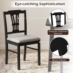 Wooden Dining Chairs Set of 2 Upholstered Kitchen Chairs with Solid Rubber Wood Frame