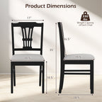 Wooden Dining Chairs Set of 2 Upholstered Kitchen Chairs with Solid Rubber Wood Frame