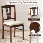 Wooden Dining Chairs Set of 2 Upholstered Kitchen Chairs with Solid Rubber Wood Frame