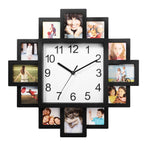 12-Photo Collage Wall Clock – Home Decor Frame Clock