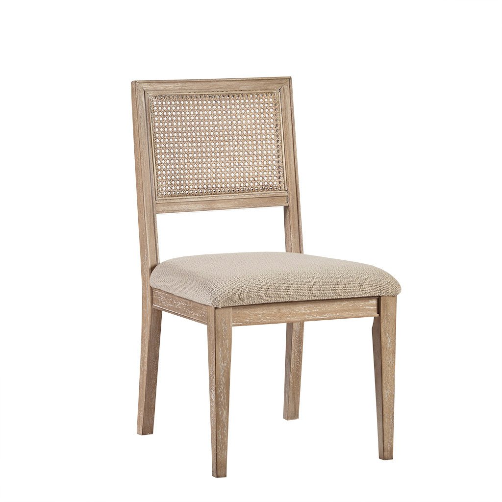 Armless Dining Chair with Cane Back and Tapered Wood Legs - Set of 2