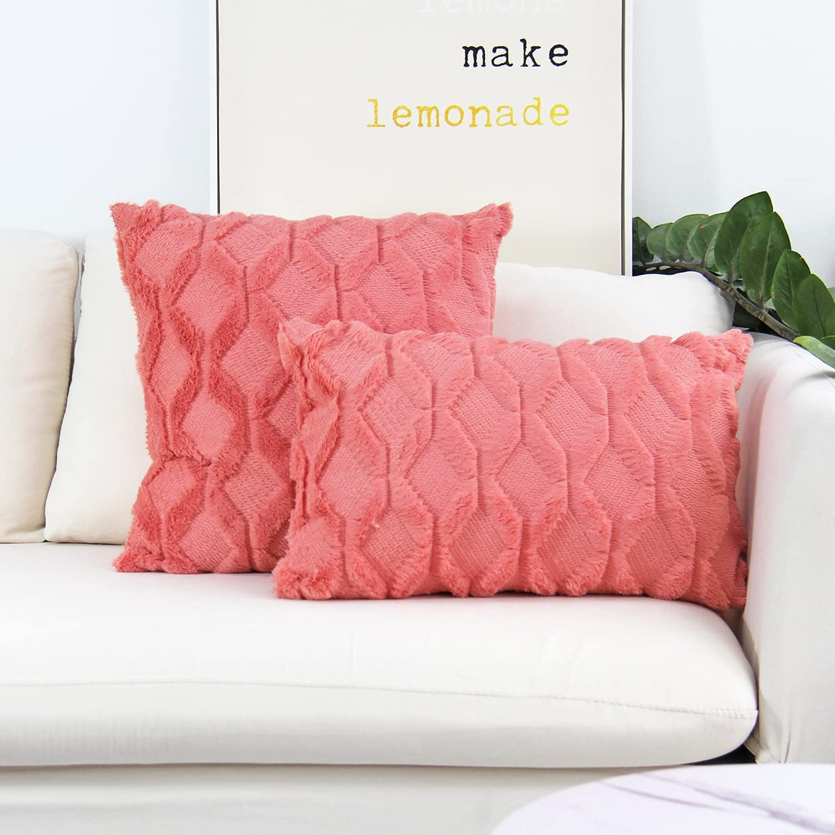 Pack of 2 bundle One 18"x18" with a matching color of one 12"x20" Square and rectangle combo set throw pillow covers with inserts