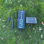 Solar Powered Staked House Number Sign – Illuminated Outdoor Address Sign