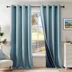 Beauoop 100% Blackout Curtains 84 Inch Long 2 Panels for Bedroom Living Room Stone Blue Solid Room Darkening Thermal Insulated Soundproof Energy Saving Grommet Top Window Treatment Drapes52x84 2 Set