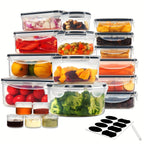 16-50PCS Food Storage Containers Set - BPA-Free Plastic Containers with Lids, Labels & Marker - Stackable, Leak-Proof, Reusable Kitchen Organizers for Meal Prep & Pantry Storage