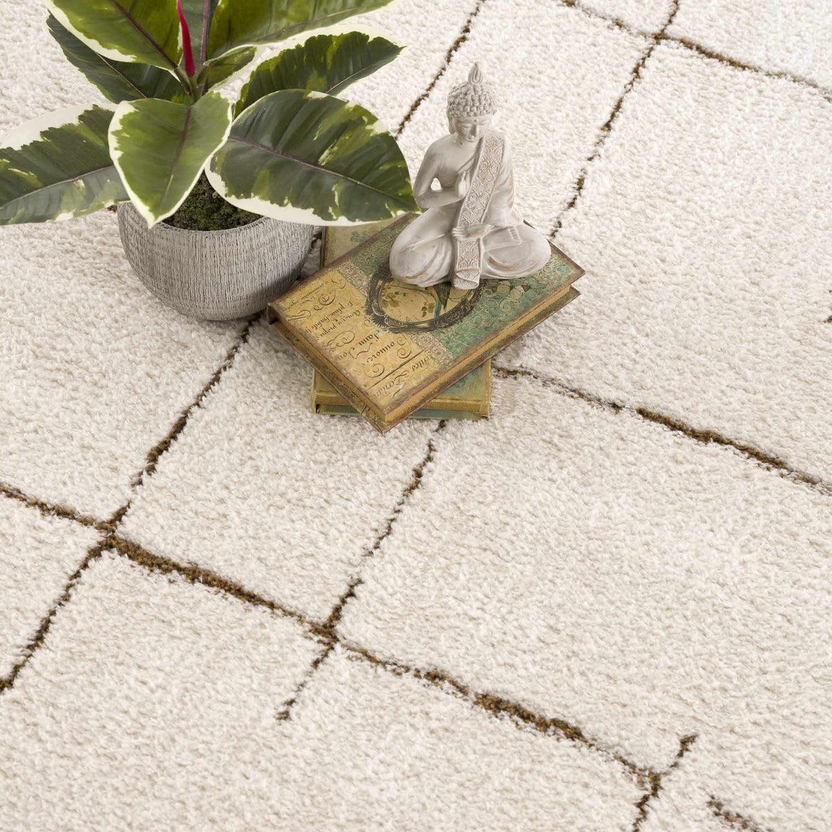Koume Ivory & Brown Area Rug