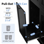 54.2" Mobile Kitchen Island with Glass Door Storage & Trash Bin Cabinet