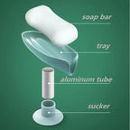 Leaf Shaped Soap Dish Holder Suction Cup Soap Dish For Bathroom Shower Soap Box Sponge Soap Holder Storage Tray Soap container Soap Dish Holder Lotus Leaf Shape With Suction Cup Drain Detachable Soap Box Not Punched Toilet Bath Drain Shelf Storage