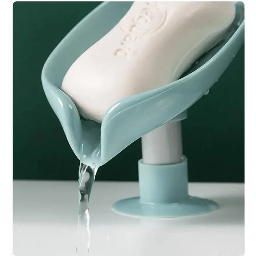 Leaf Shaped Soap Dish Holder Suction Cup Soap Dish For Bathroom Shower Soap Box Sponge Soap Holder Storage Tray Soap container Soap Dish Holder Lotus Leaf Shape With Suction Cup Drain Detachable Soap Box Not Punched Toilet Bath Drain Shelf Storage