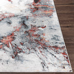 Kirkland Silver-Red Marble Rug