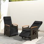 Patio Wicker Recliner Chair with Adjustable Backrest and Footrest